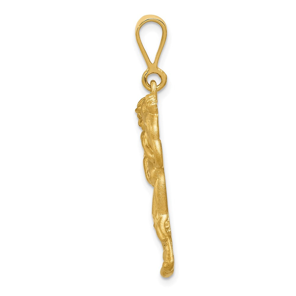 14K Gelbgold Charm "Ringer" mit Satin- und Diamantschliff-Finish