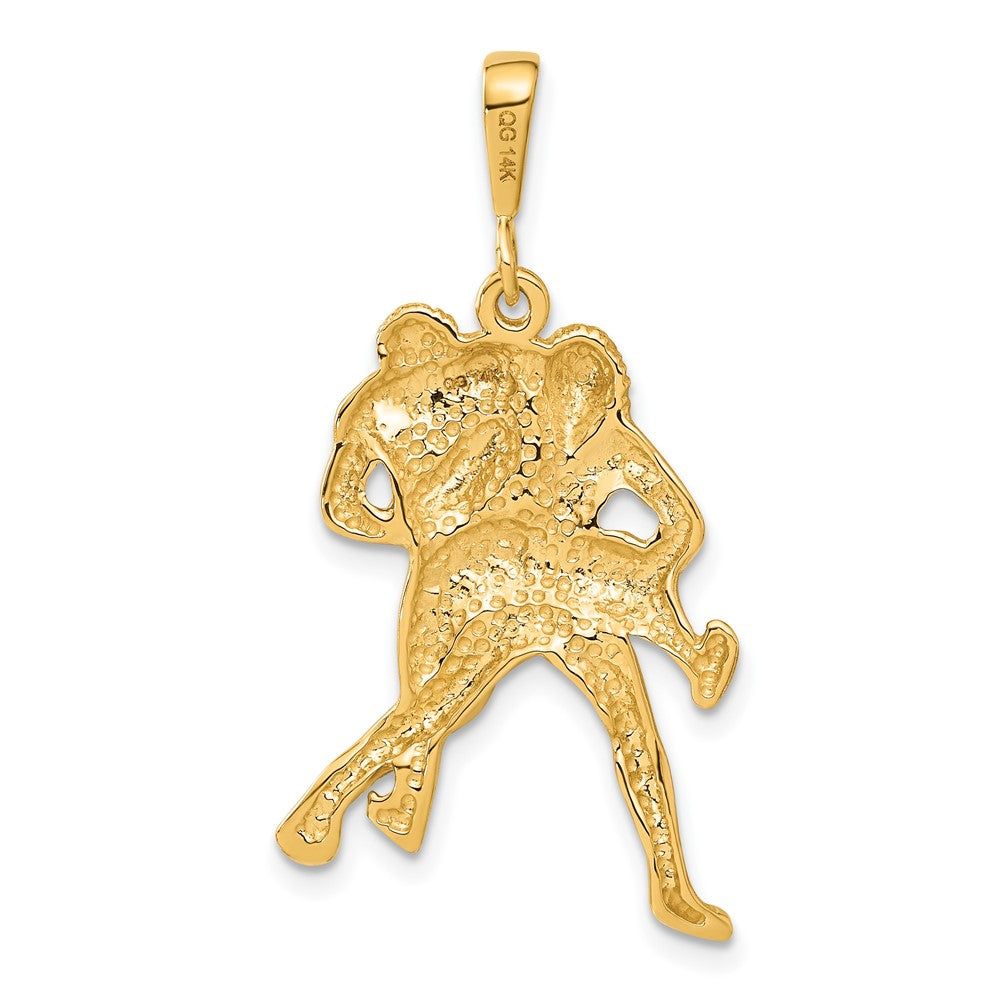 14K Gelbgold Charm "Ringer" mit Satin- und Diamantschliff-Finish