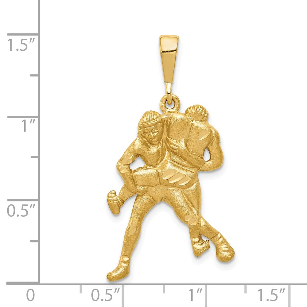 14K Gelbgold Charm "Ringer" mit Satin- und Diamantschliff-Finish