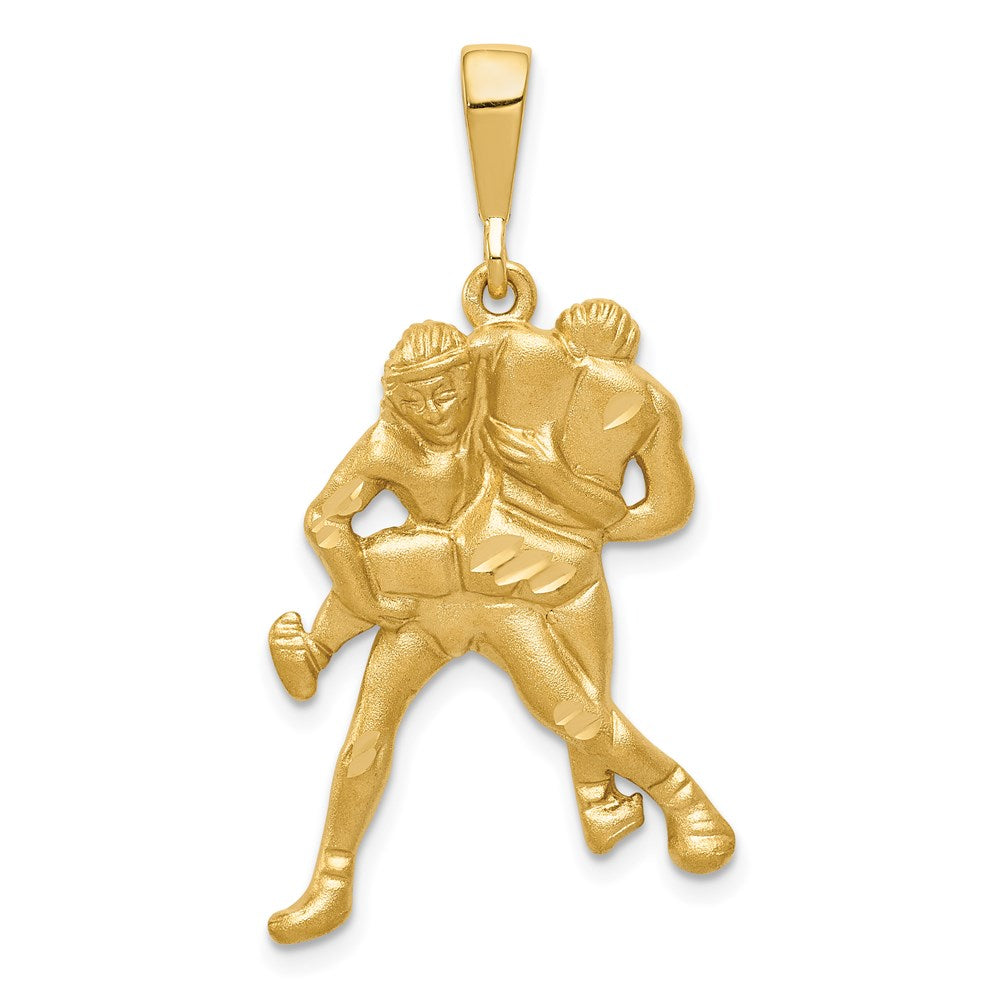 14K Gelbgold Charm "Ringer" mit Satin- und Diamantschliff-Finish