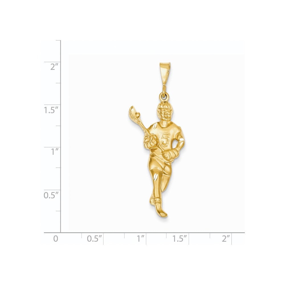 14K Gelbgold Lacrosse-Spieler-Anhänger