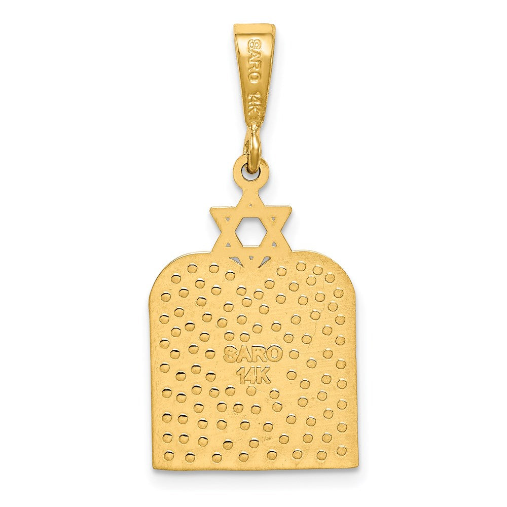 14K Gelbgold Polierter Zehn-Gebote-Tafeln-Charm mit Davidstern