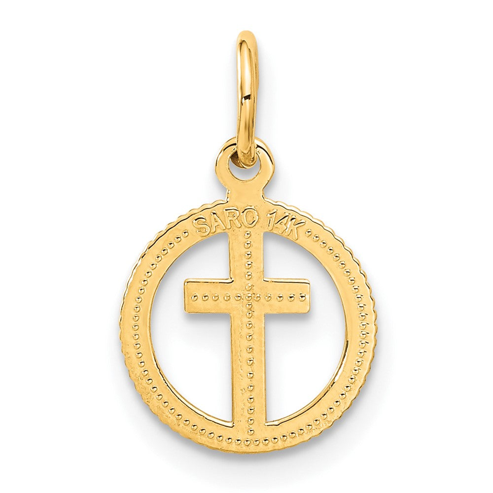 14K Gelbgold Eternal Leben Kreuz in Kreis Charm