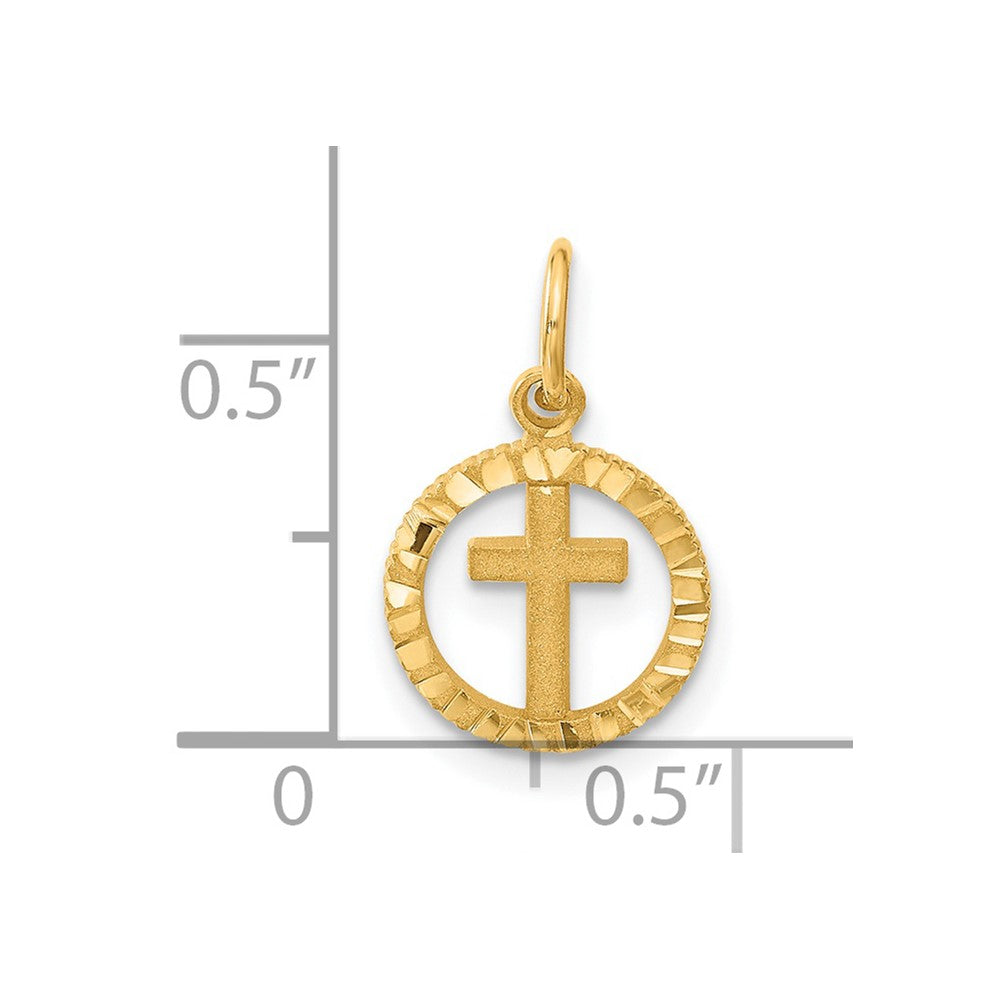 14K Gelbgold Eternal Leben Kreuz in Kreis Charm