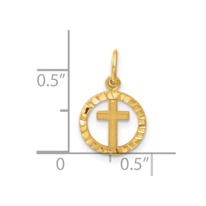 14K Gelbgold Eternal Leben Kreuz in Kreis Charm