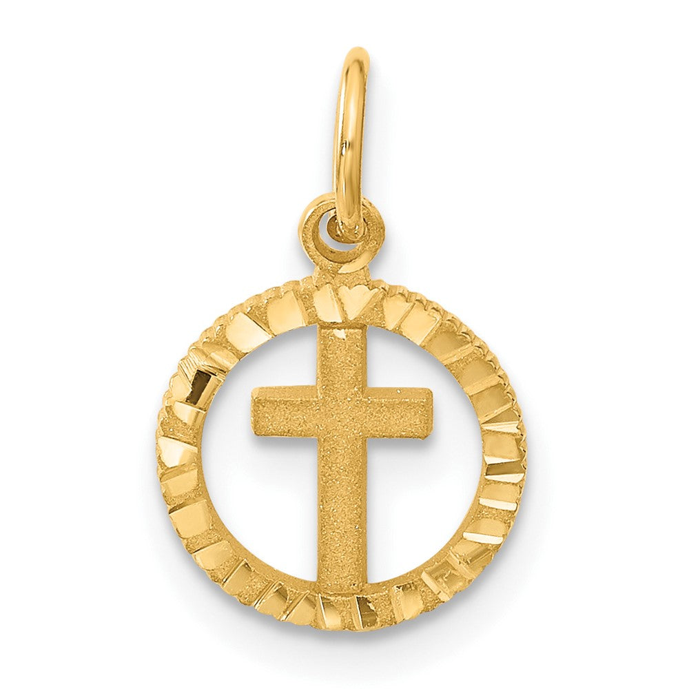 14K Gelbgold Eternal Leben Kreuz in Kreis Charm