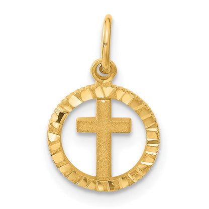 14K Gelbgold Eternal Leben Kreuz in Kreis Charm