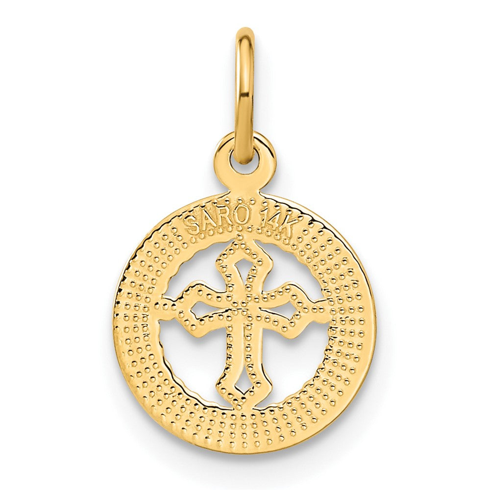 14K Gelbgold Eternal Leben Kreuz in Kreis Charm