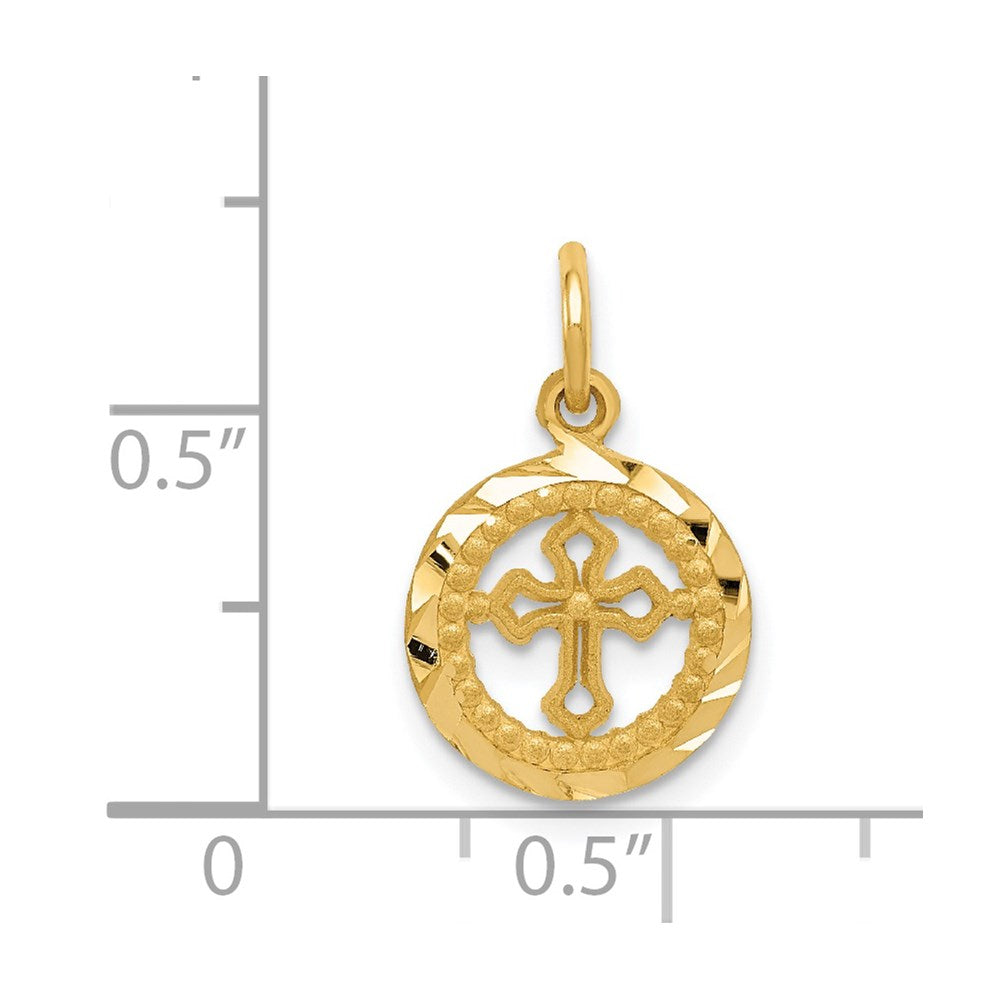 14K Gelbgold Eternal Leben Kreuz in Kreis Charm