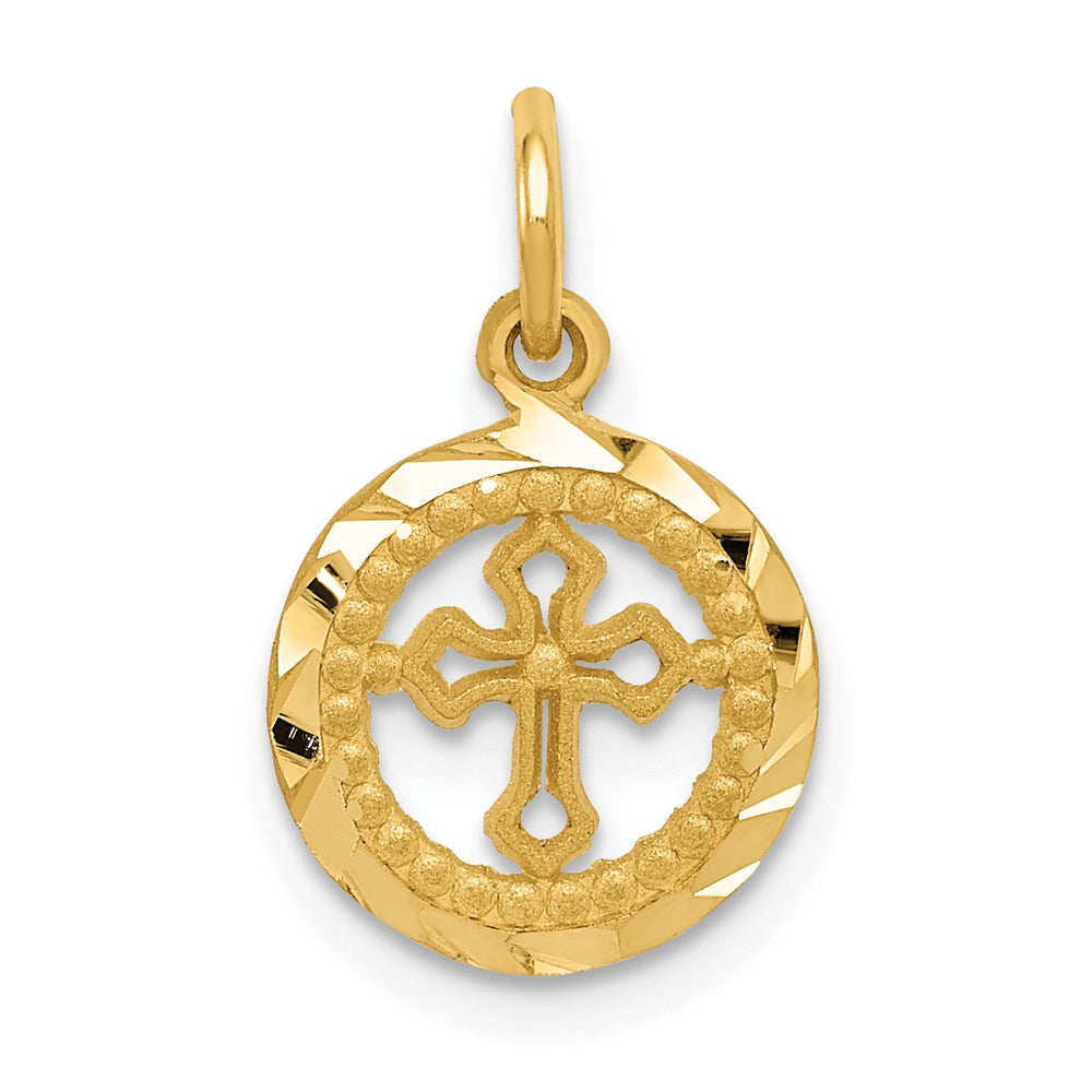 14K Gelbgold Eternal Leben Kreuz in Kreis Charm