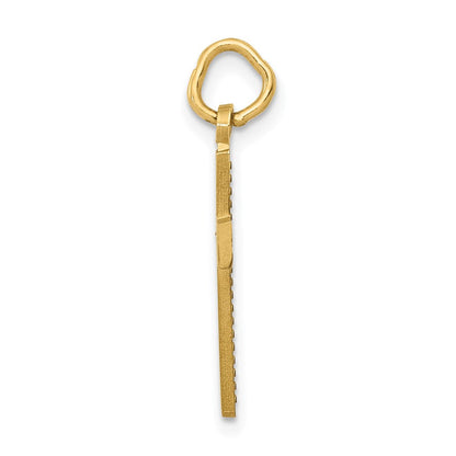 14K Gelbgold Klein Diamantiert Kreuz Anhänger