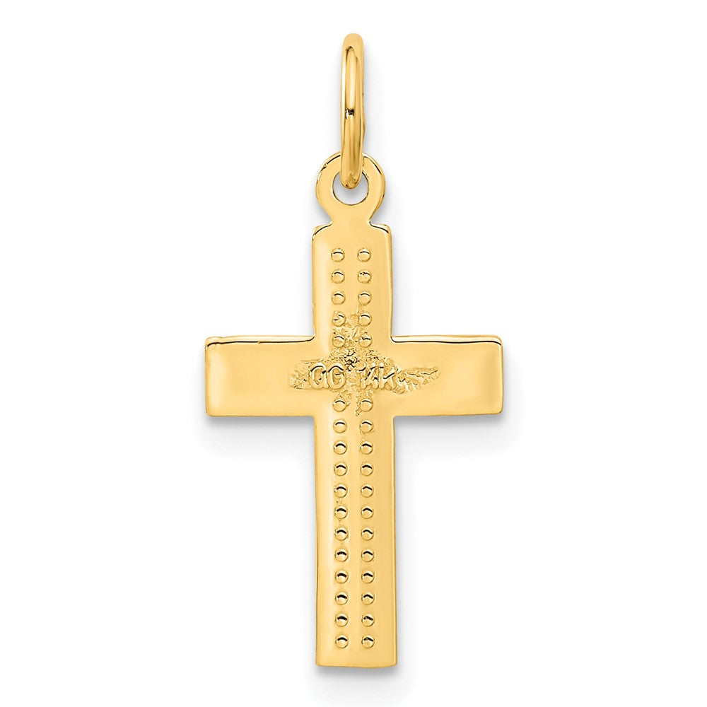 14K Gelbgold Klein Diamantiert Kreuz Anhänger