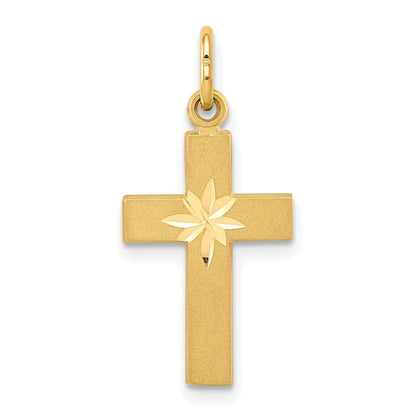 14K Gelbgold Klein Diamantiert Kreuz Anhänger