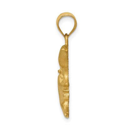 14K Gelbgold Satin diamantgeschliffener Mond-Charm