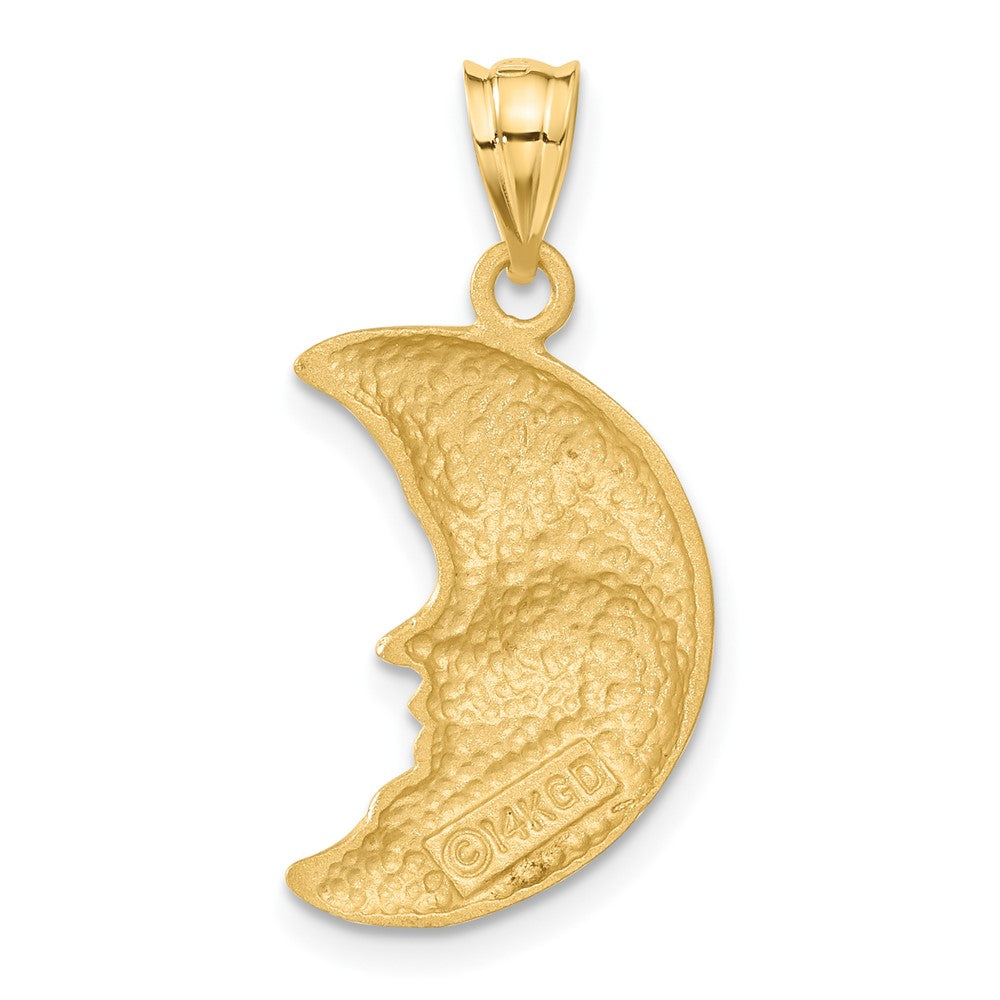 14K Gelbgold Satin diamantgeschliffener Mond-Charm