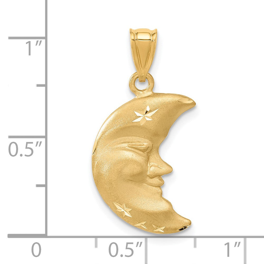 14K Gelbgold Satin diamantgeschliffener Mond-Charm