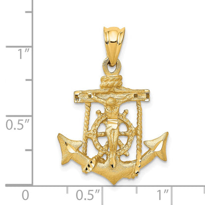 14K Gelbgold Mariner-Kreuz-Anhänger