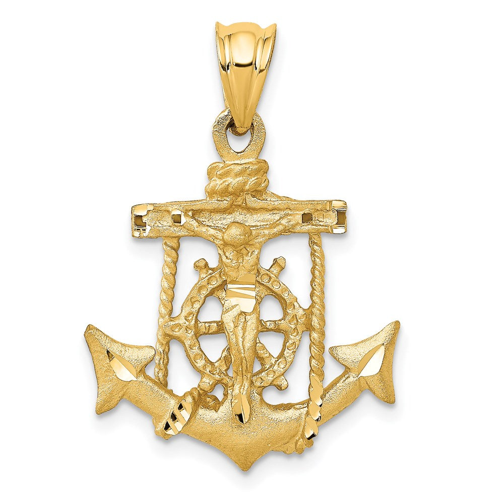 14K Gelbgold Mariner-Kreuz-Anhänger