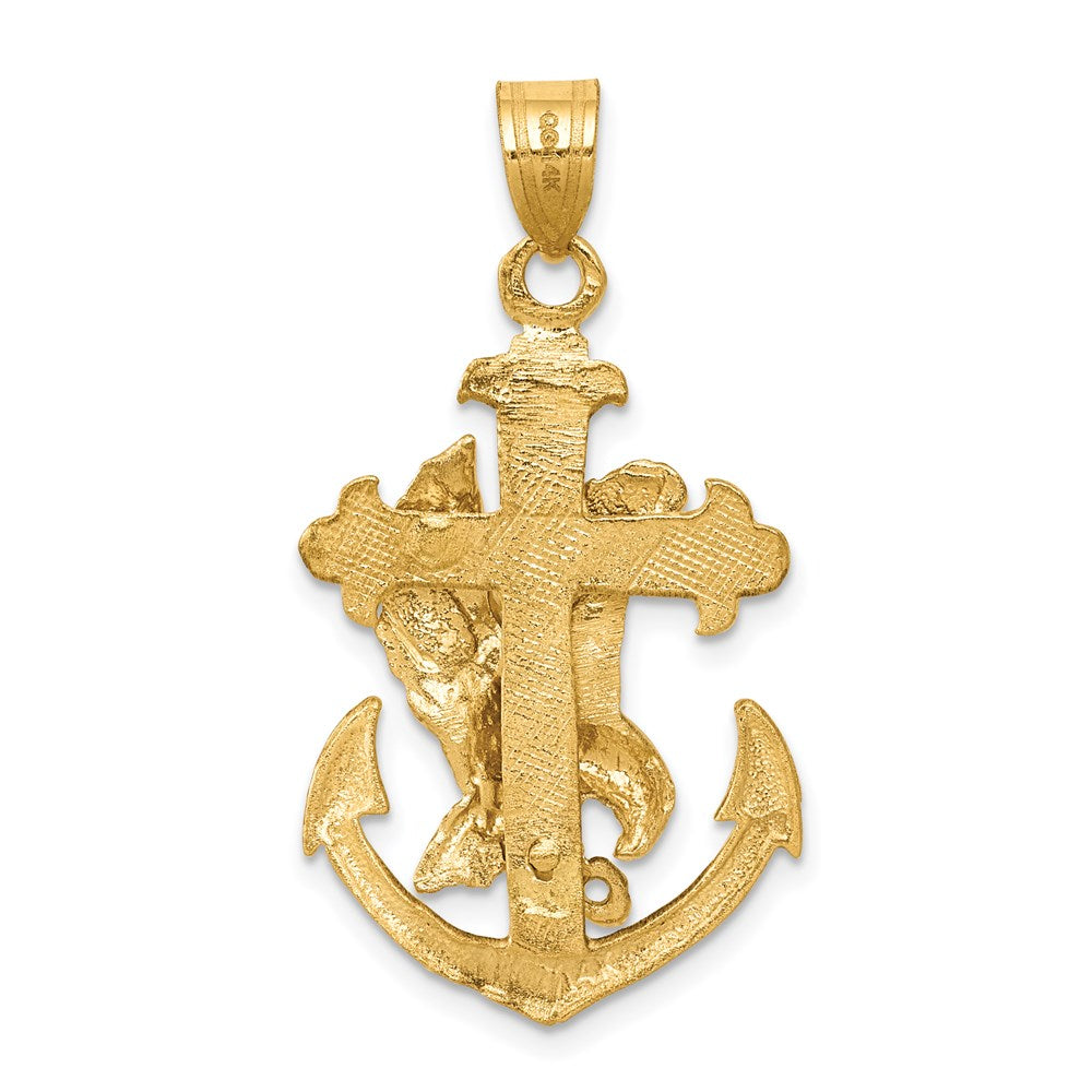 14K Gelbgold Mariners-Kreuz-Anhänger mit Adler