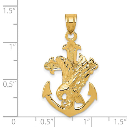 14K Gelbgold Mariners-Kreuz-Anhänger mit Adler