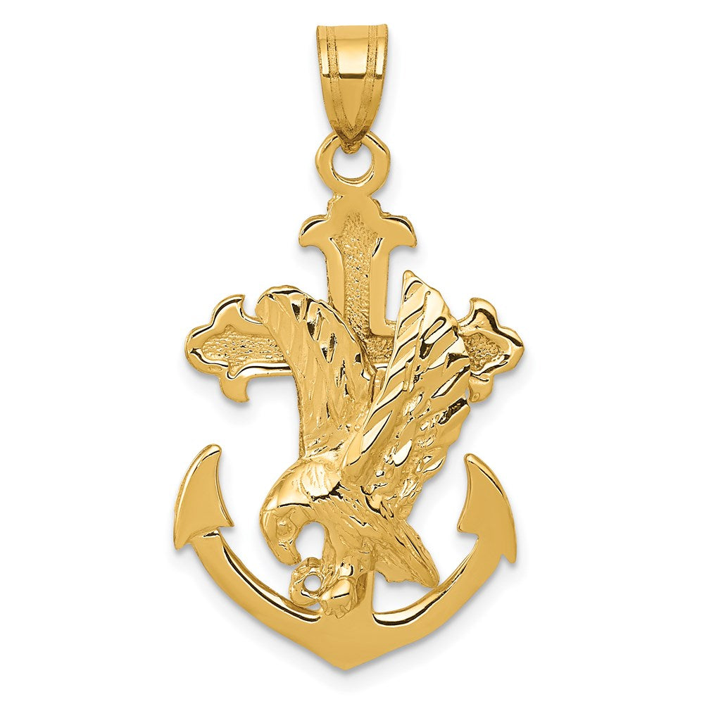 14K Gelbgold Mariners-Kreuz-Anhänger mit Adler