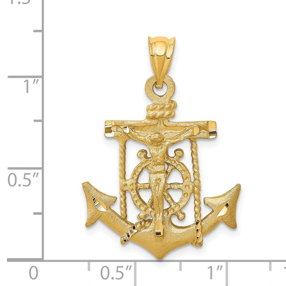 14K Gelbgold Mariner-Kreuz-Anhänger
