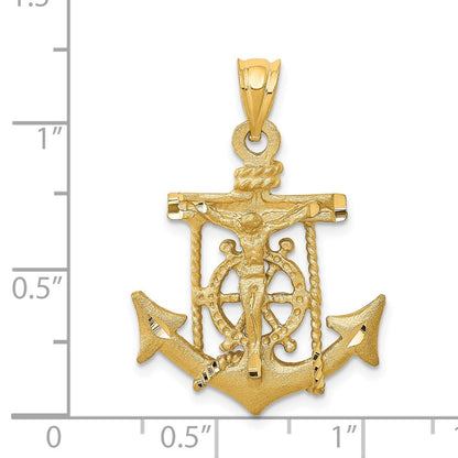 14K Gelbgold Mariner-Kreuz-Anhänger