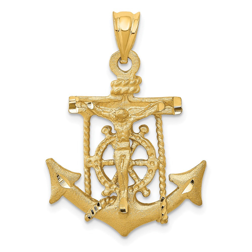 14K Gelbgold Mariner-Kreuz-Anhänger