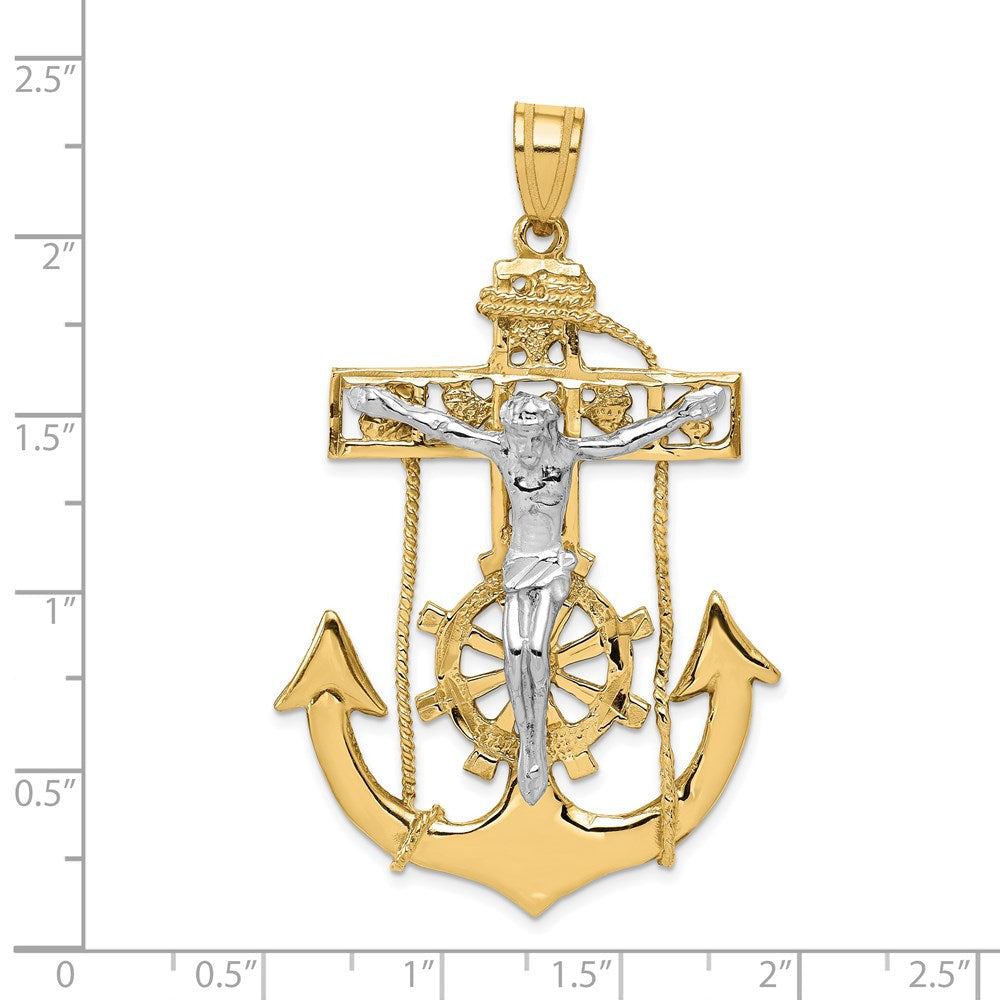 14k Bicolor-Gold Marine-Kruzifix-Anhänger
