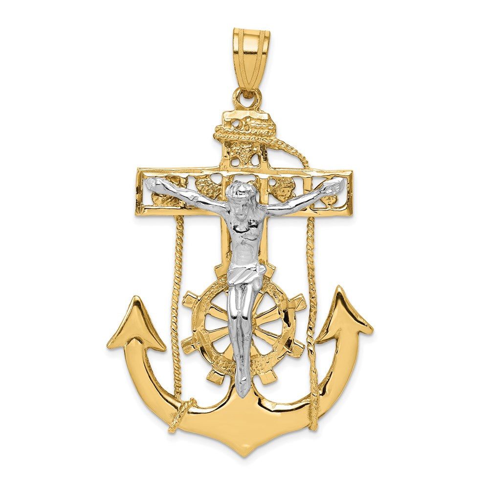 14k Bicolor-Gold Marine-Kruzifix-Anhänger