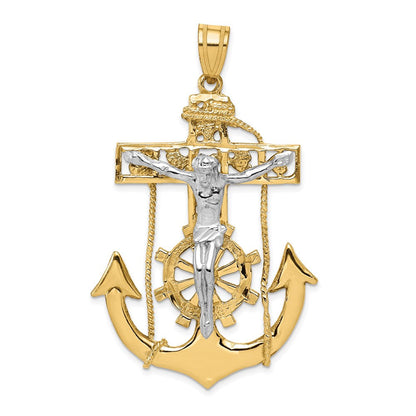 14k Bicolor-Gold Marine-Kruzifix-Anhänger