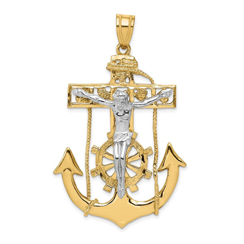 14k Bicolor-Gold Marine-Kruzifix-Anhänger