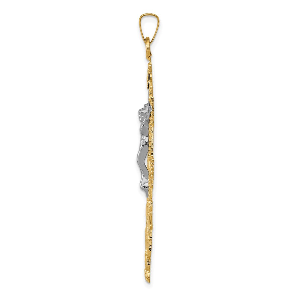 14K Bicolor-Gold Cara-Vaca-Kruzifix-Anhänger