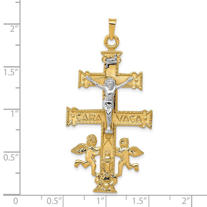 14K Bicolor-Gold Cara-Vaca-Kruzifix-Anhänger