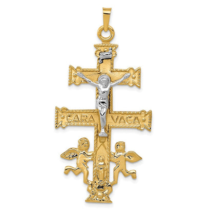 14K Bicolor-Gold Cara-Vaca-Kruzifix-Anhänger