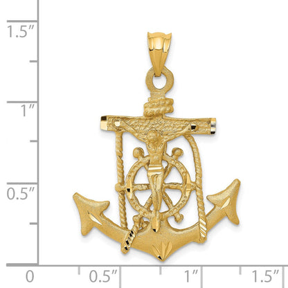 14K Gelbgold Seemannskreuz-Anhänger