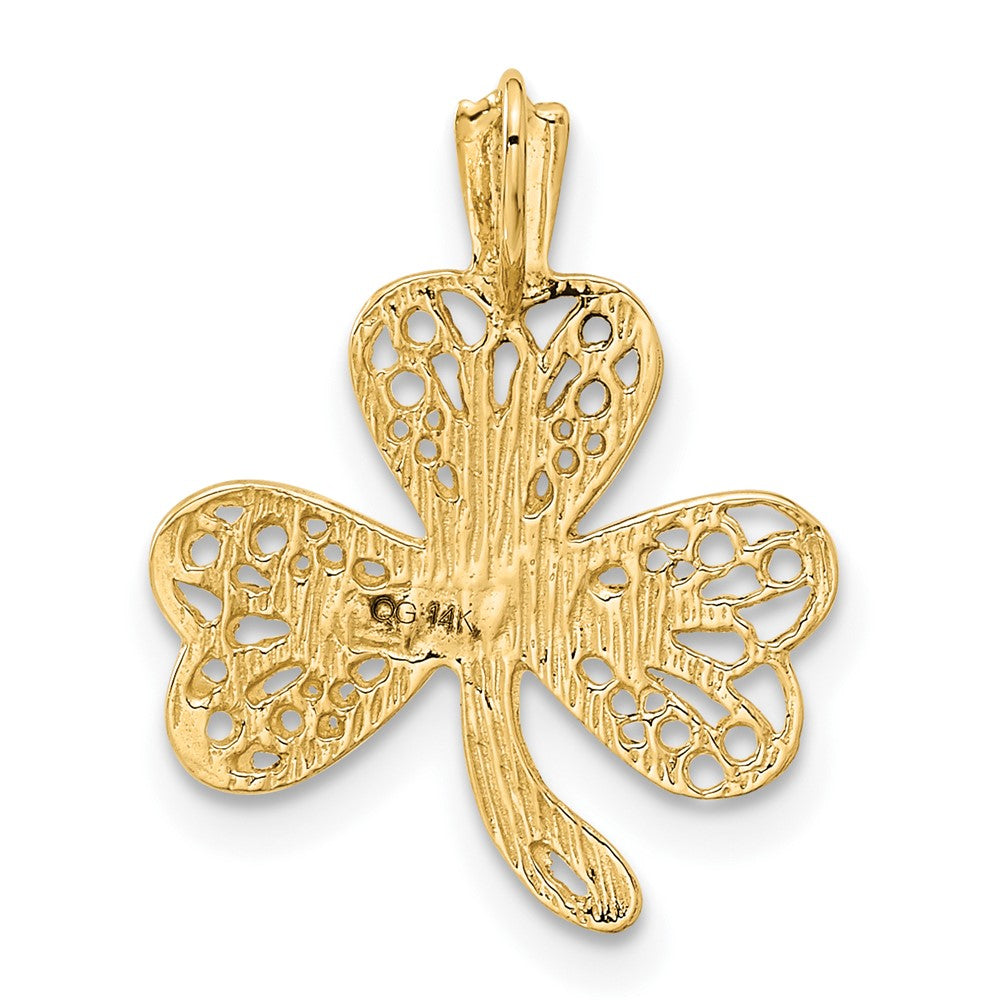 14K Gelbgold Filigran Kleeblatt Charm