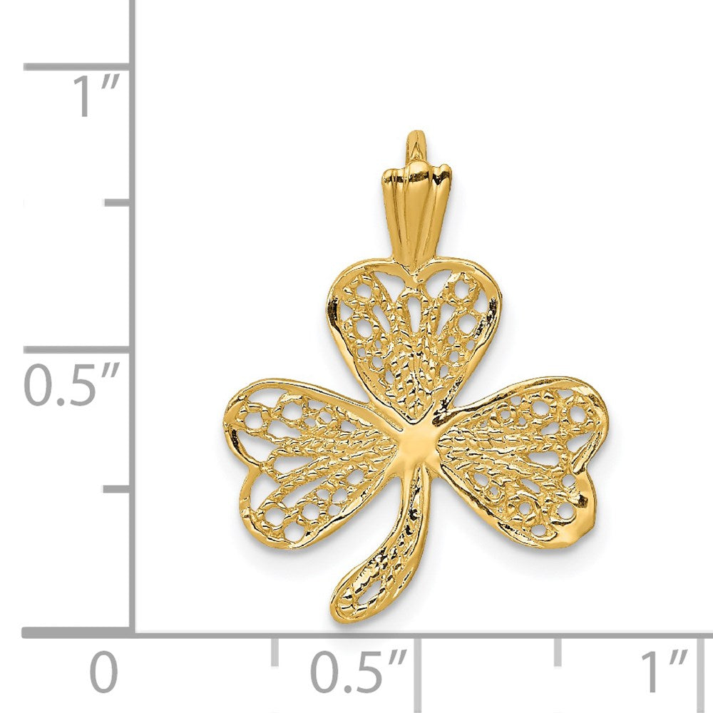 14K Gelbgold Filigran Kleeblatt Charm