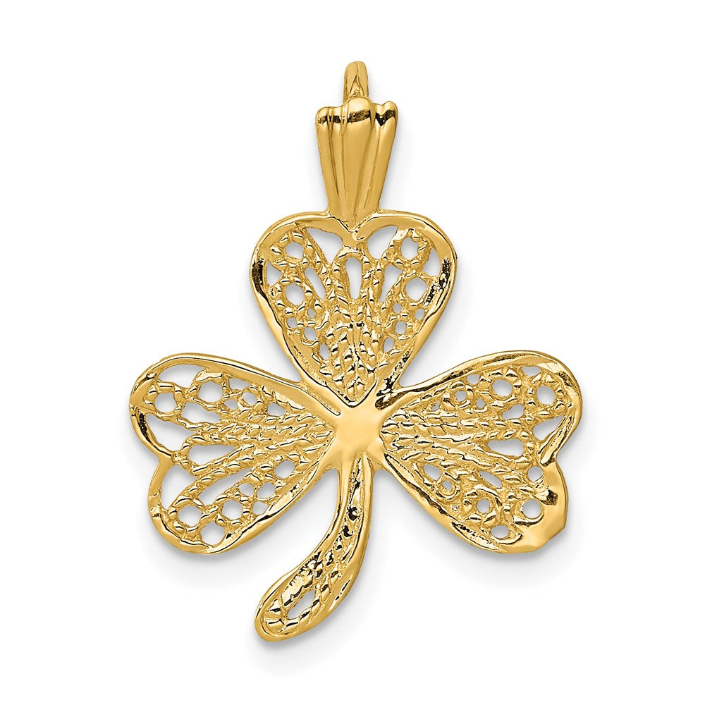 14K Gelbgold Filigran Kleeblatt Charm