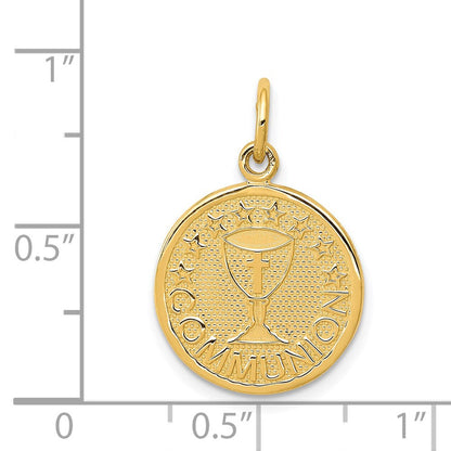 14 Karat Gelbgold Kommunion-Charm, satiniert und poliert