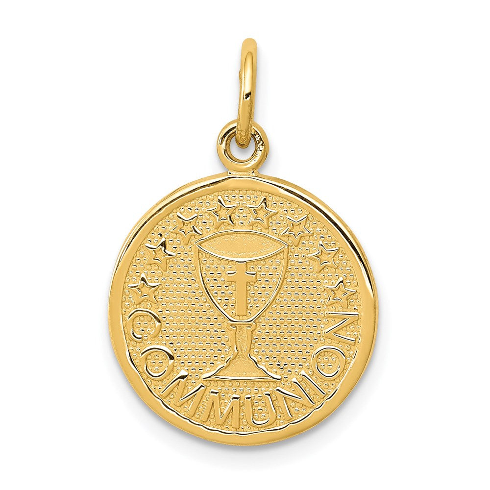 14 Karat Gelbgold Kommunion-Charm, satiniert und poliert