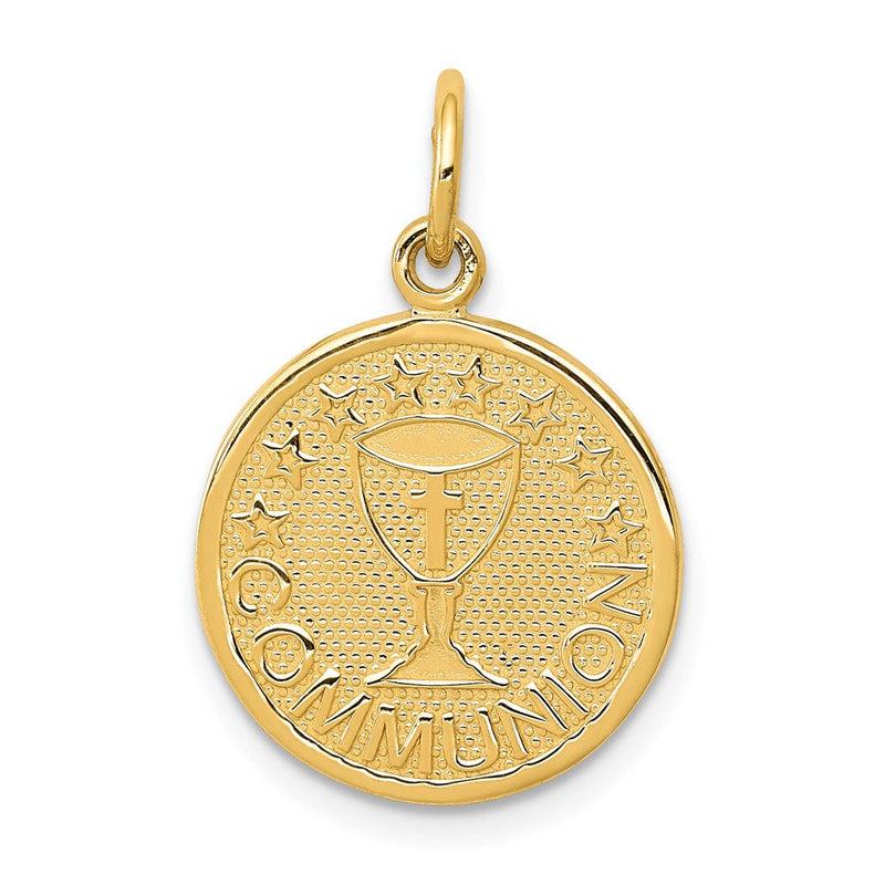 14 Karat Gelbgold Kommunion-Charm, satiniert und poliert