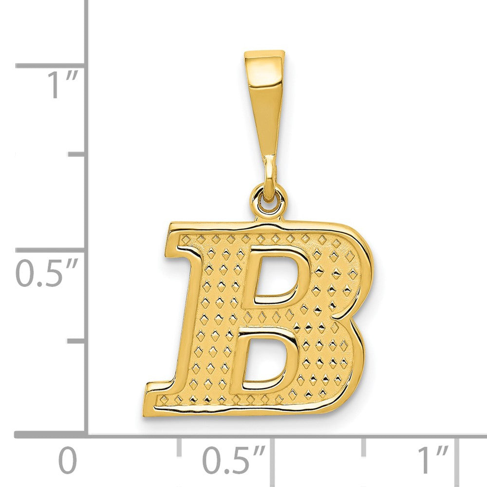 14K Gelbgold Strukturiert Initiale B Charm