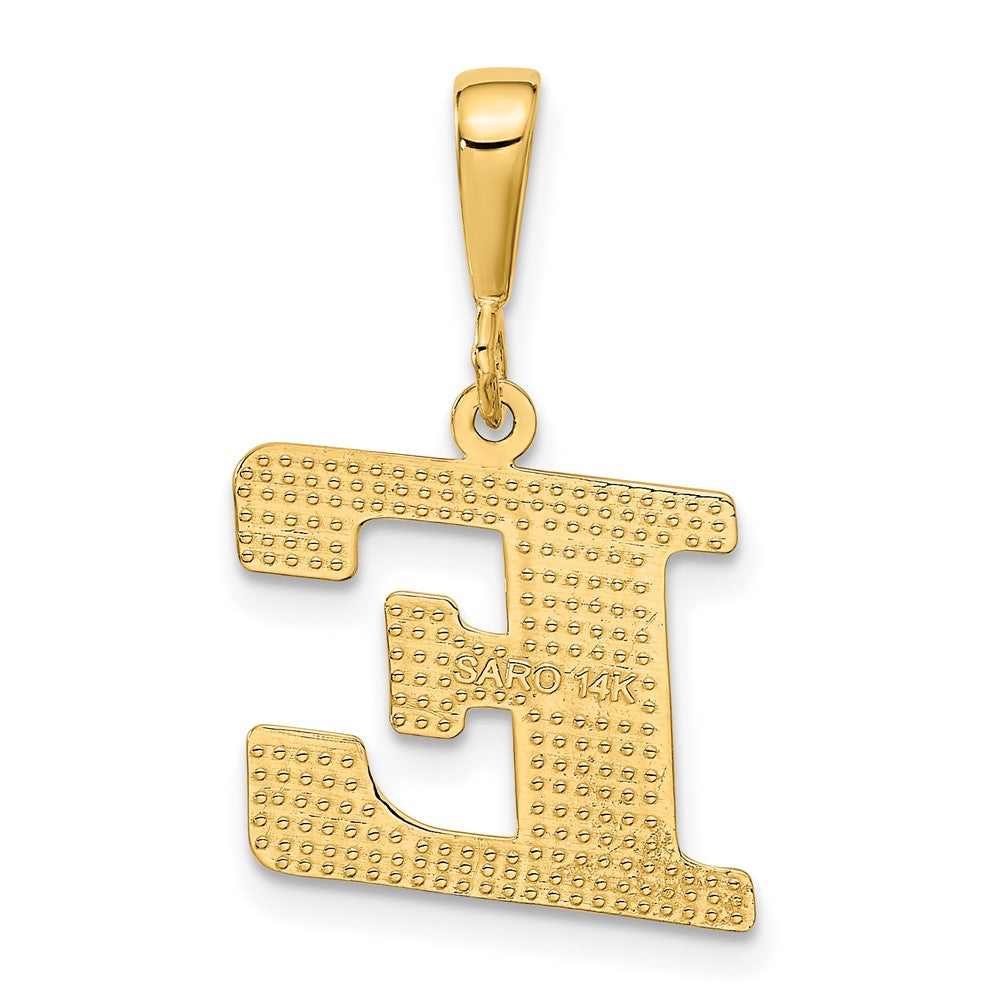 14K Gelbgold Strukturiert Initiale E Charm