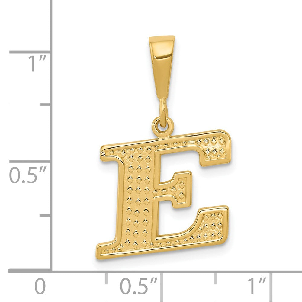 14K Gelbgold Strukturiert Initiale E Charm