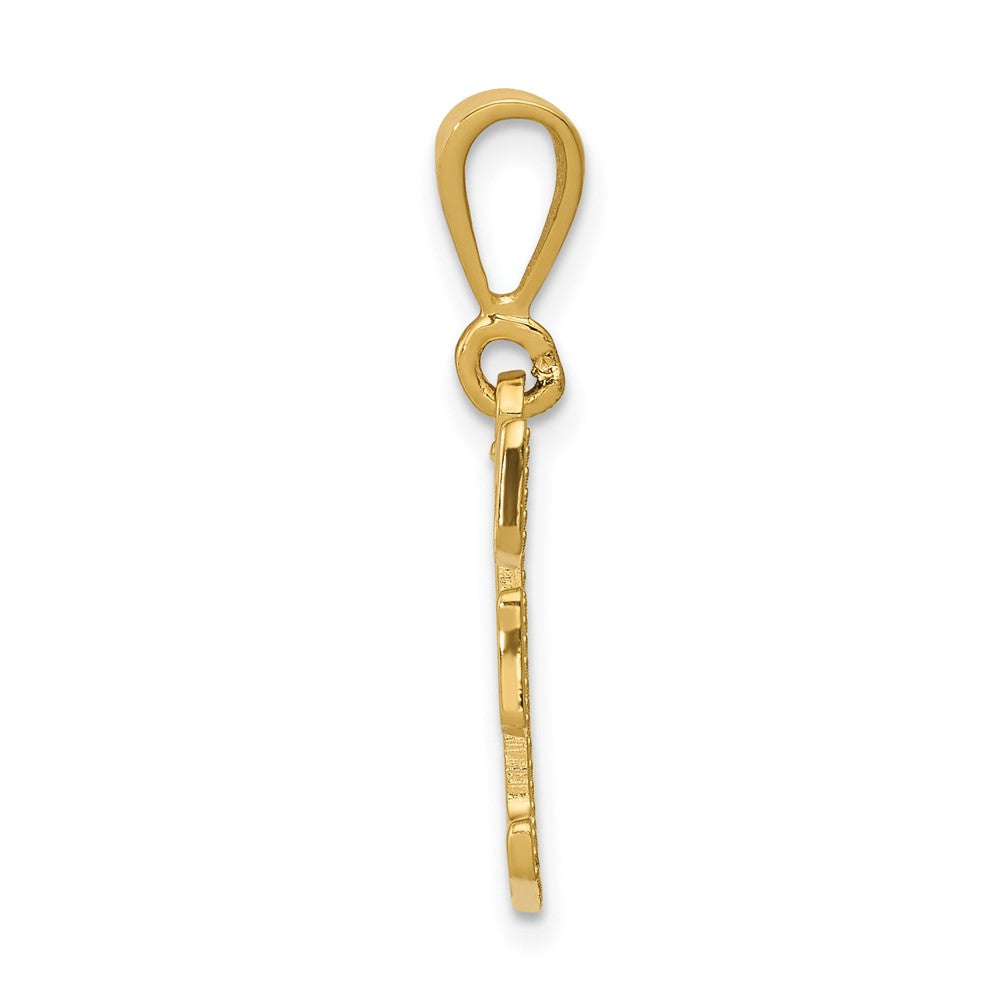 14K Gelbgold Strukturiert Initiale F Charm