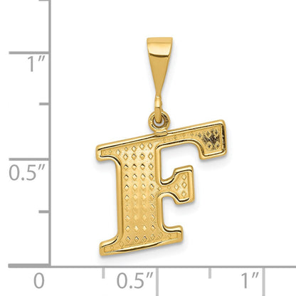 14K Gelbgold Strukturiert Initiale F Charm