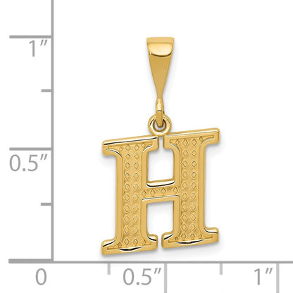 14K Gelbgold Strukturiert Initiale H Charm