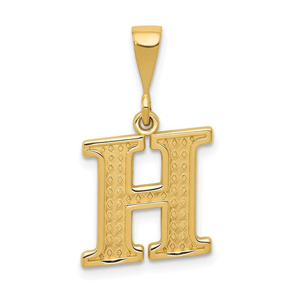 14K Gelbgold Strukturiert Initiale H Charm