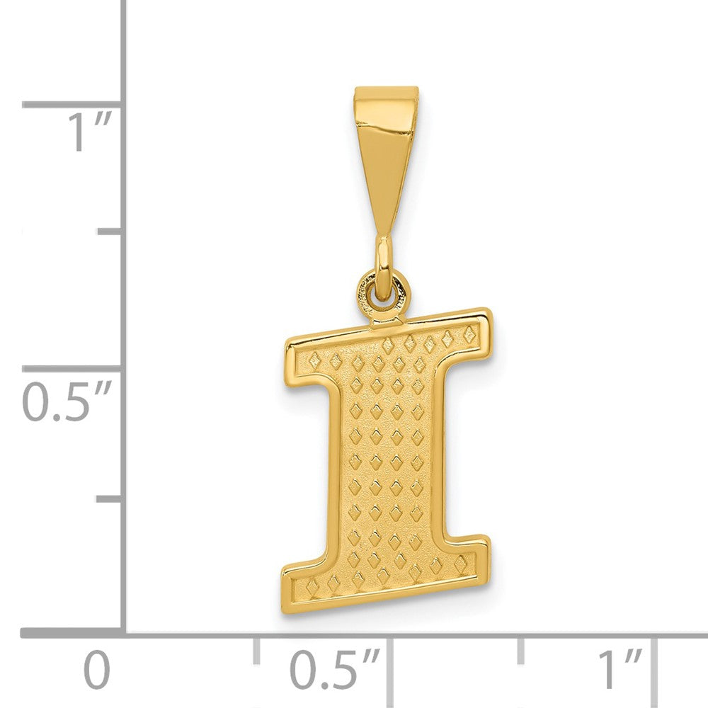 14K Gelbgold Strukturiert Initiale I Charm